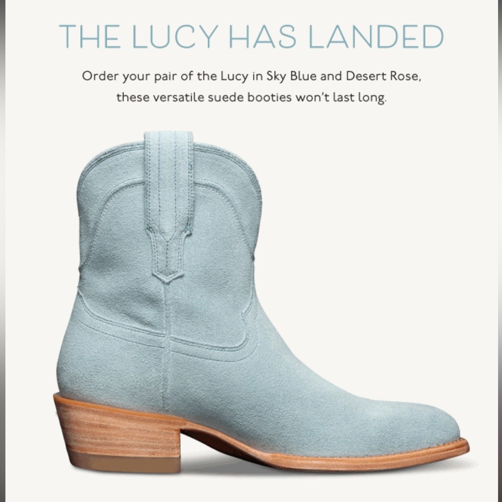 Tecovas The‎ Lucy Sky Blue Suede Cowboy Boots 10B